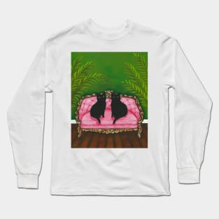 Black Cats, Vintage Settee Long Sleeve T-Shirt